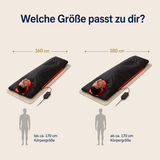 Solvana Cocoon Größenwahl: 160 cm bis ca. 170 cm Körpergröße, 180 cm ab ca. 170 cm
