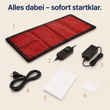 Solvana Pad Lieferumfang: Matte, Controller, Netzteil, Netzkabel, Anleitung, Warnkarte