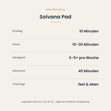 Anwendungsempfehlung Solvana Pad: 15–30 Minuten, 3–5× pro Woche, feste Unterlage